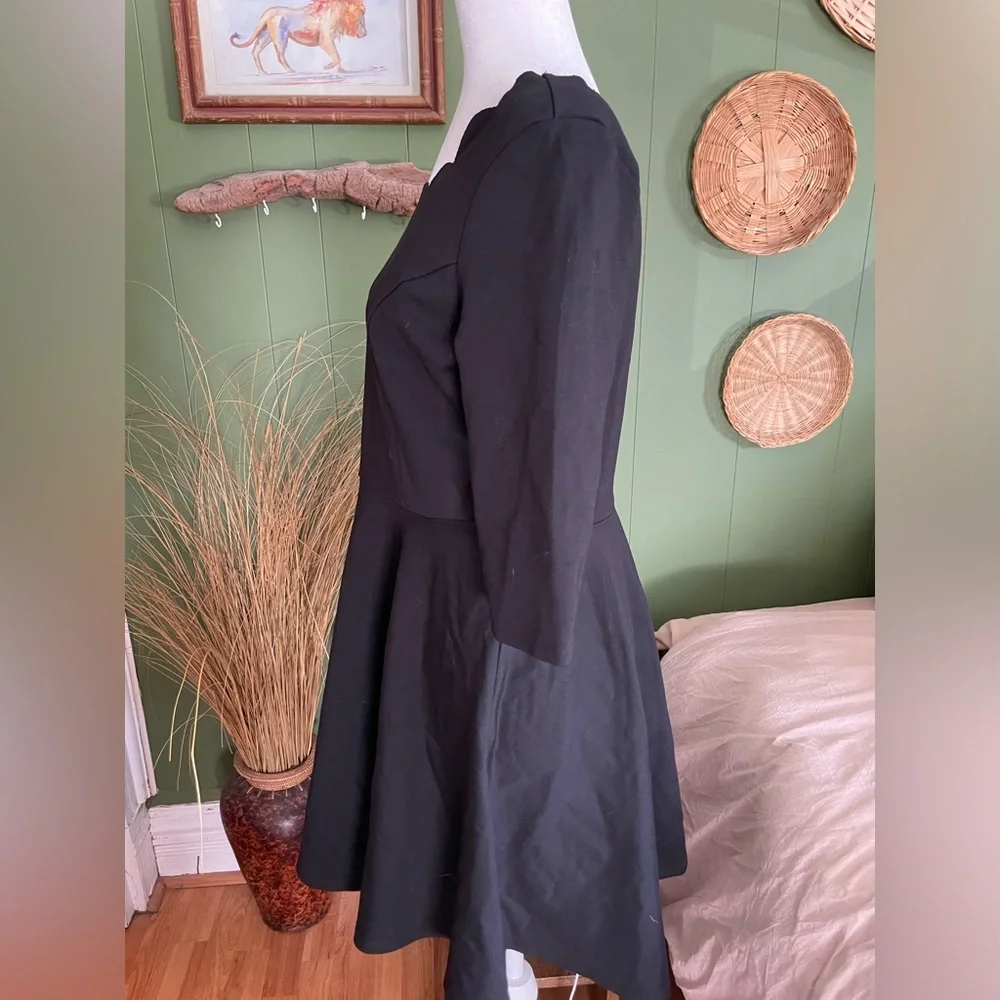 Black Scalloped Skater Event Party New Years Dress Size L - Picture 3 of 6